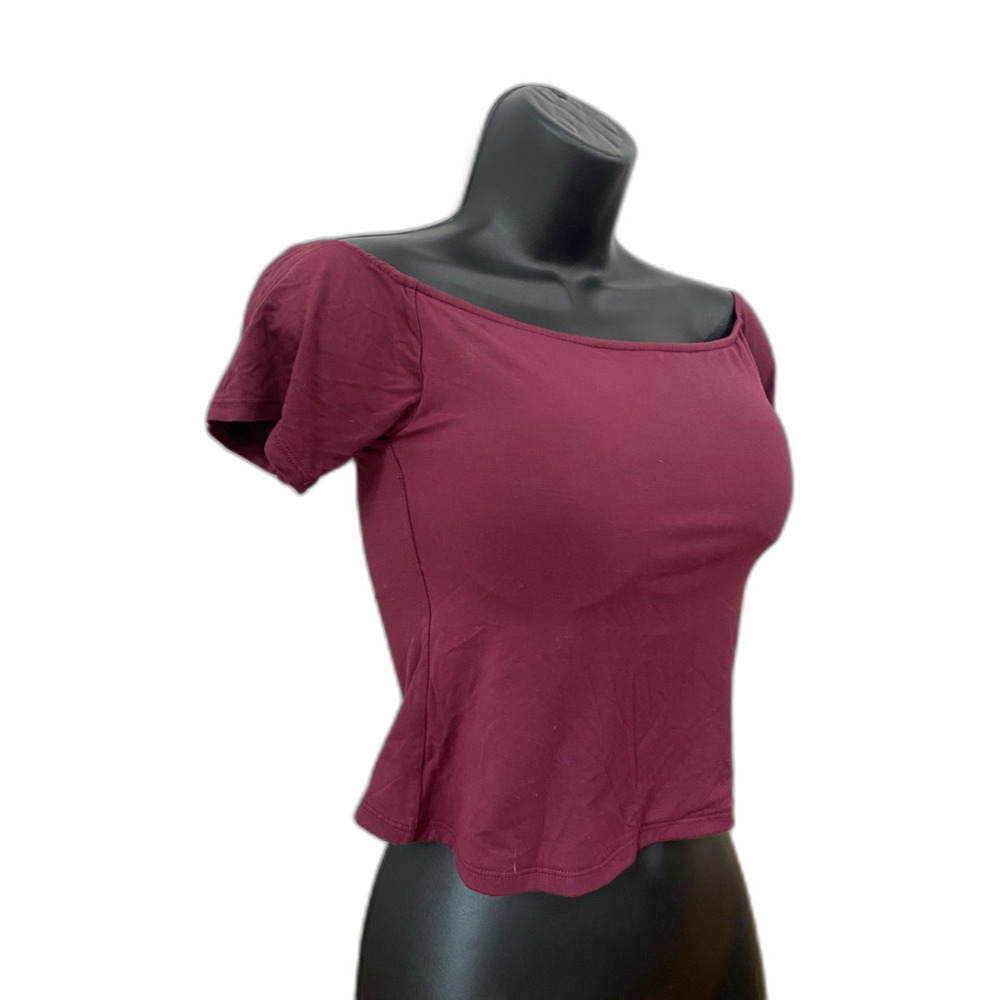 Klassy Network Size Medium Braless Cropped Baby Tee Wide Neck Crop Top Lounge